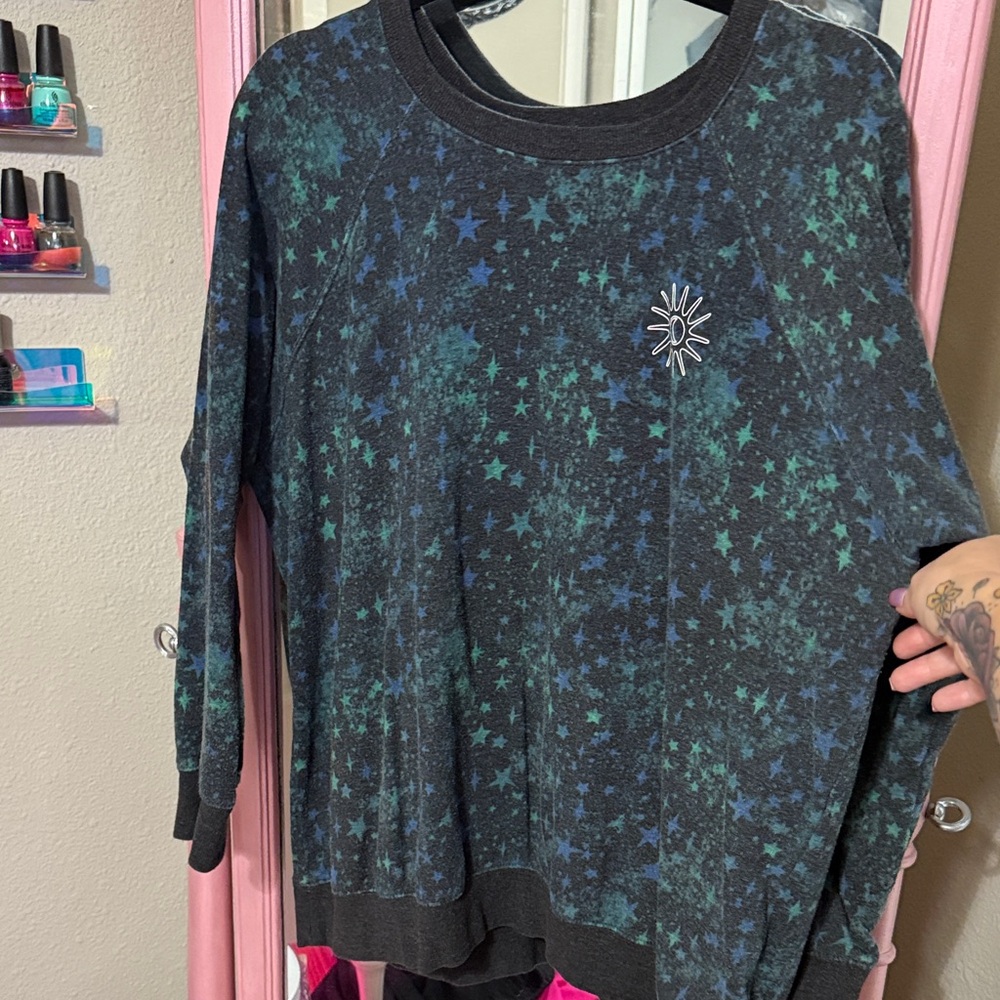 Torrid Black and Green Star Sweatshirt